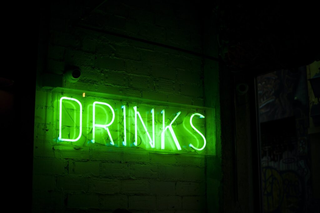 alcholic drinks sign